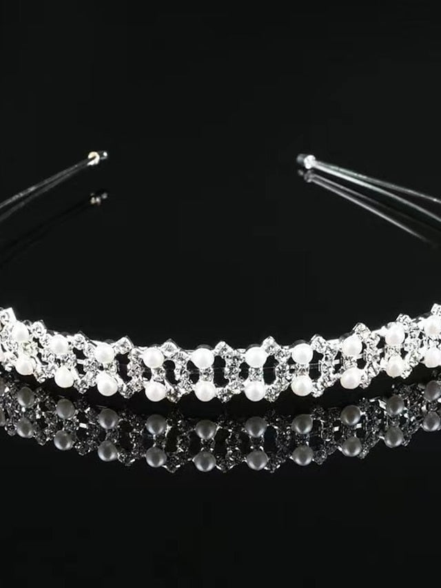1PC Headbands Headband For Wedding Party Evening Birthday Drusy Imitation Pearl Rhinestone Alloy 1 2 3 for Women