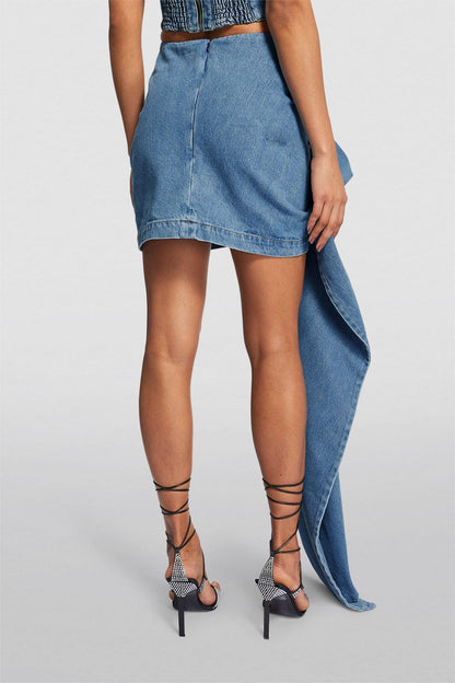 Minifalda vaquera con estampado floral 3D 