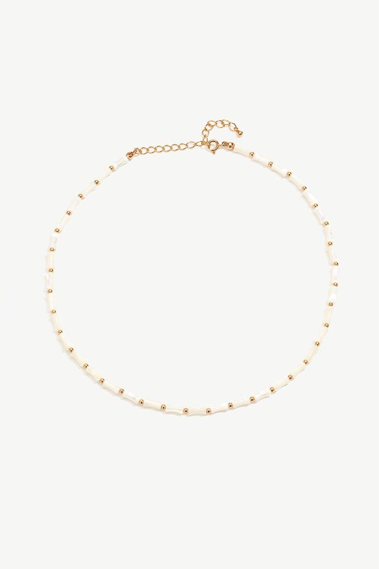 Collar de bambú con perlas naturales 