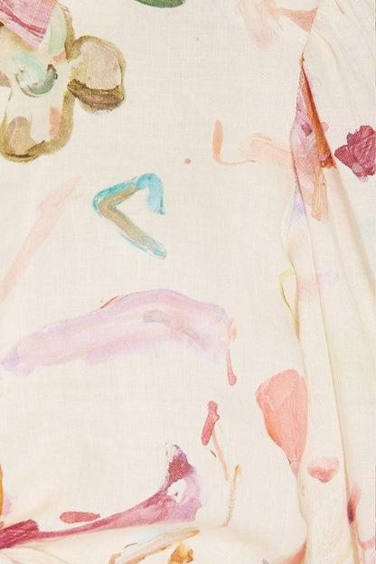 Vestido midi con botones y cuello camisero con estampado abstracto 