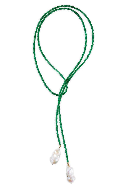 Collar de perlas naturales irregulares geométricas de calcedonia 