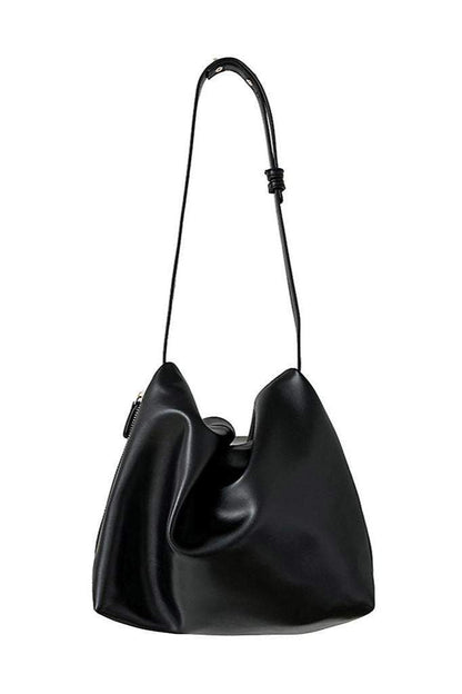 Bolso de piel sintética sólida con cremallera lateral 