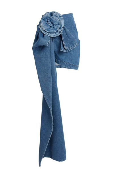 Minifalda vaquera con estampado floral 3D 