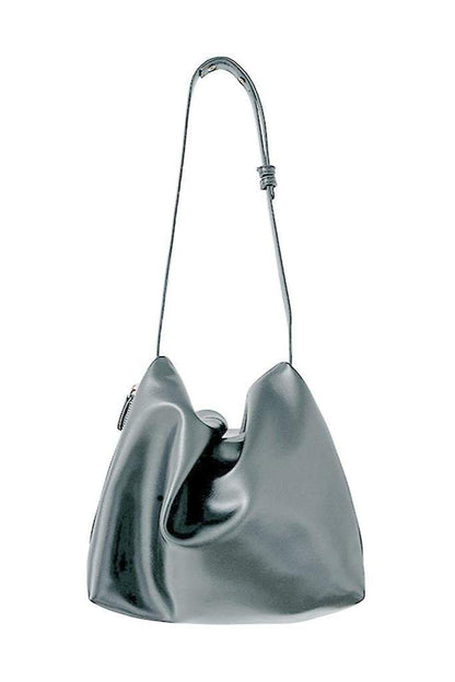 Bolso de piel sintética sólida con cremallera lateral 