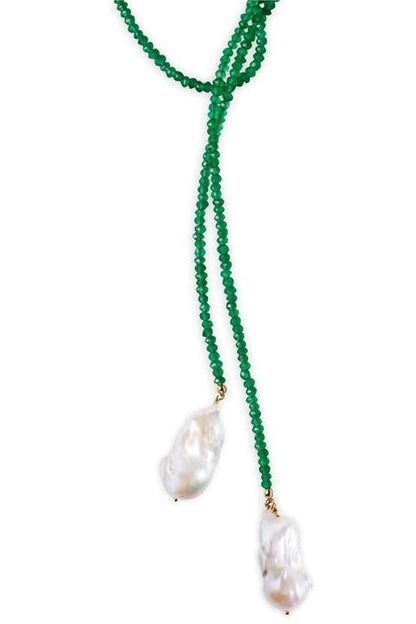 Collar de perlas naturales irregulares geométricas de calcedonia 