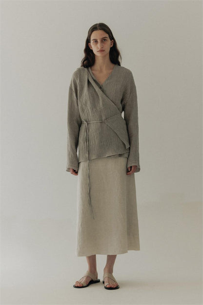 Camisa cruzada vintage de manga larga 