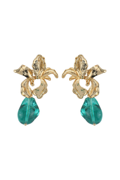 Collar y aretes de acrílico verde dimensional 