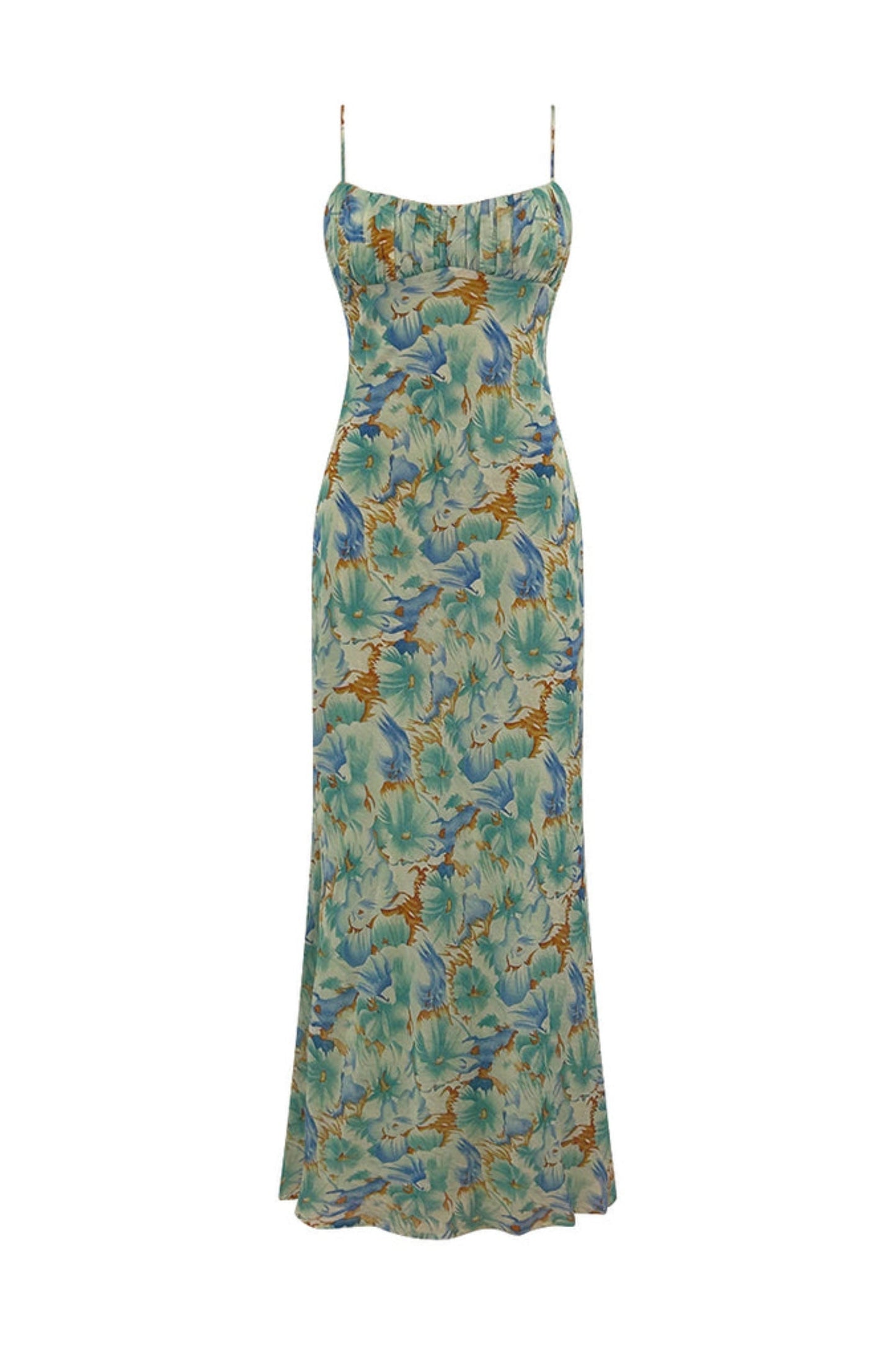 Vestido largo con encaje y espalda descubierta con flores 