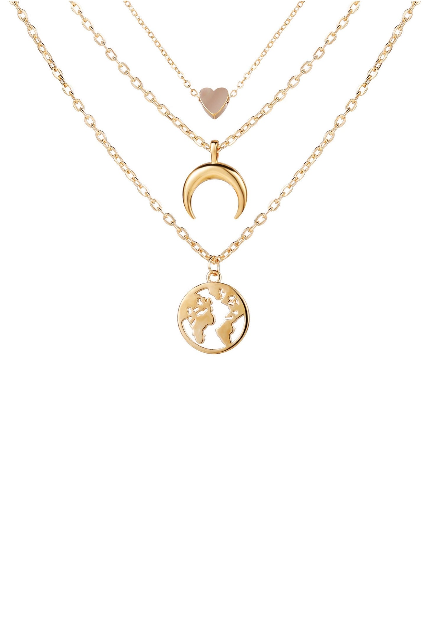 Collar multicapa de metal con forma de corazón 