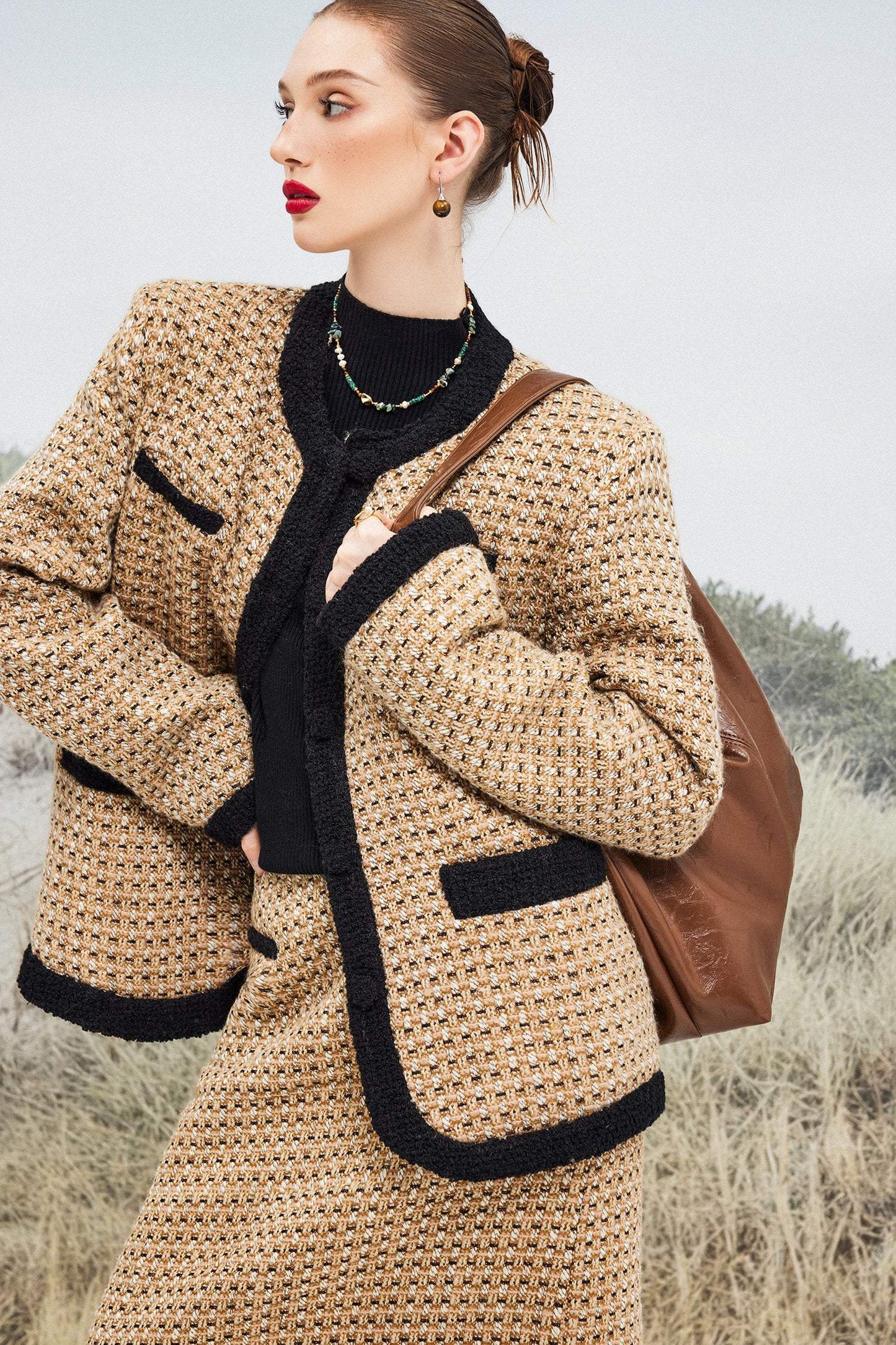 Solid Faux Leather Large Capacity Tote Shopper Bag Brown