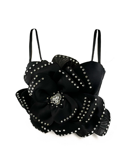 Flower Beaded Fishbone Bra Top