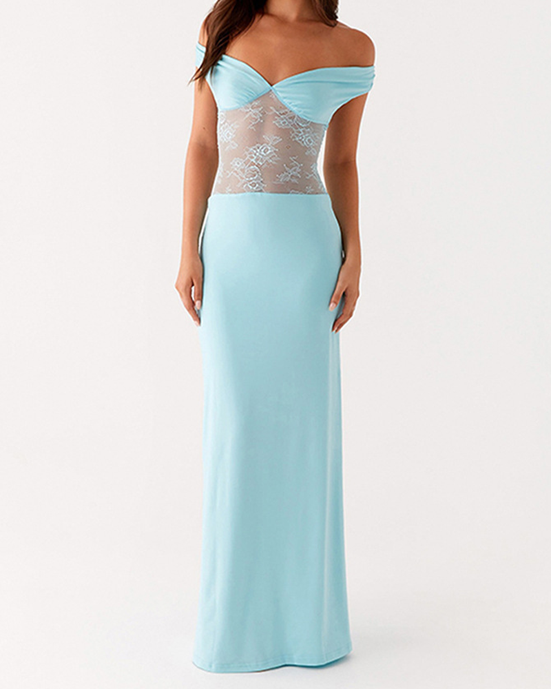 Backless Lace Panel Dress