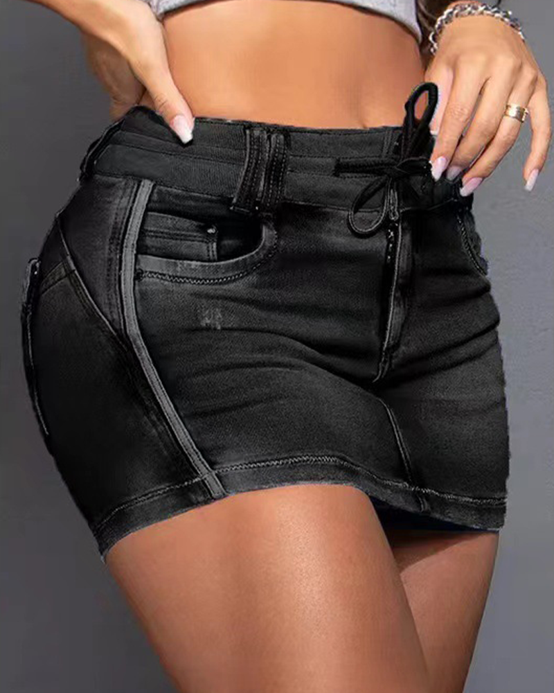 Splicing Drawstring Skirt