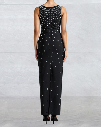 U-Neck Rhinestone Slim Fit Dress