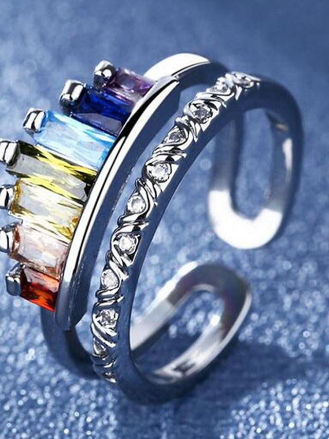 1PC Adjustable Ring For AAA Cubic Zirconia Multicolor Street Date Alloy Classic for Women