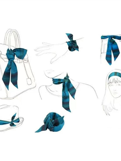 100*4cm Long Skinny Scarf for Lady Neck Tie Solid Silk Hairband Female Ribbon Belt Scarves Headband Bag Decoration for Women