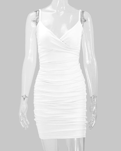 Deep V Suspender Mini Dress