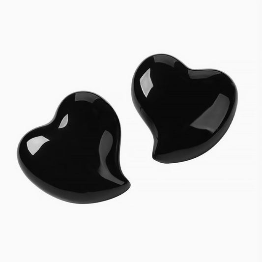 French Enamel Heart Stud Earrings in Puff Design