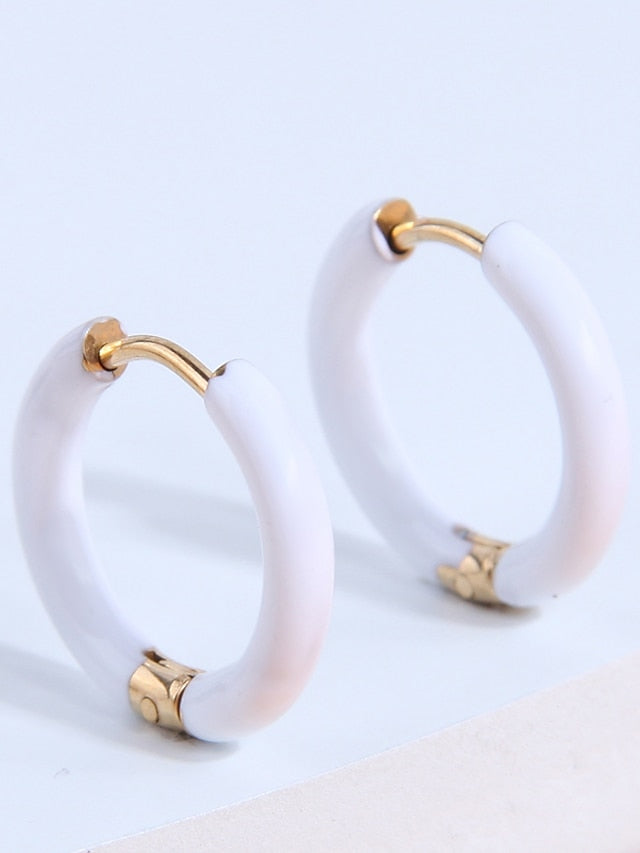 1 Pair Hoop Earrings Earrings For Office Work Daily Stainless Steel Circle Fashion for Women