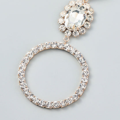 Gold Triple Drop Earrings with Luxury Gem Detail and Crystal Embellishments