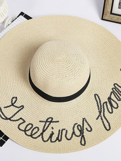 1 pcs Embroidered Straw Sun Hat Bridal Shower Gift Bachelorette Honeymoon Natural straw hats for Women