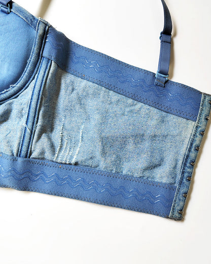 Denim Beaded Suspender Tube Top