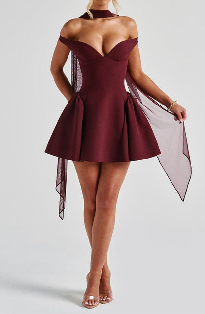 Victoria Mini Dress - Cherry Lacquer