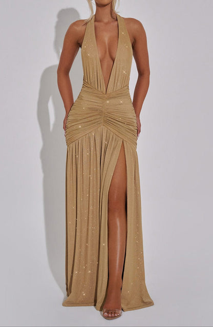 Aitana Maxi Dress - Gold Sparkle