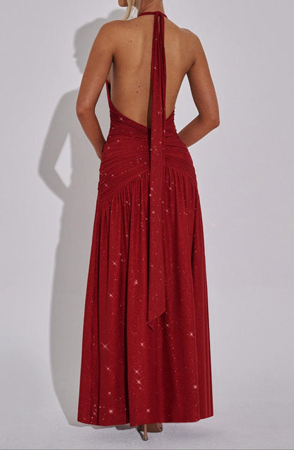 Guadalupe Maxi Dress-Red Sparkle