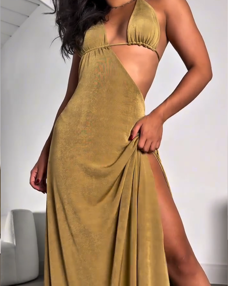 Deep V Lace-Up Dress (Pre-Sale)