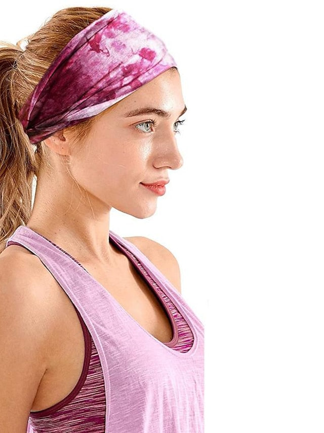1PC Girls' Headbands Headband For Outdoor Fabric Tie dye green Tie Dye Purple Tie Dye Yellow for Women
