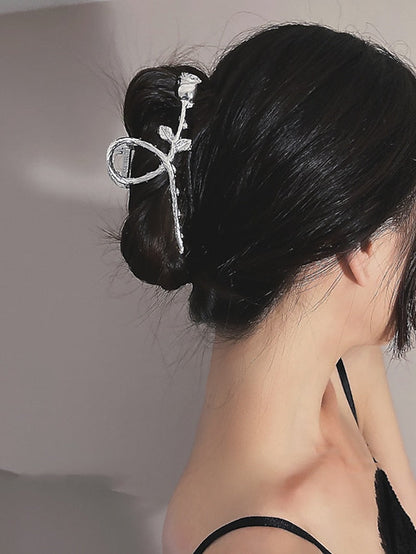 1pc Hair Claws Hair Clip For Street Gift Holiday Flower Crossover Alloy Silver Golden for Women