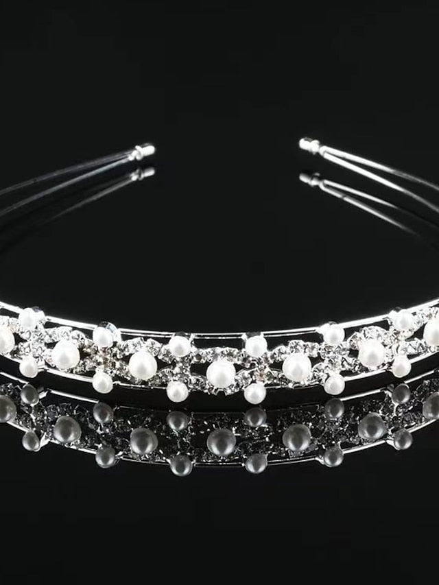1PC Headbands Headband For Wedding Party Evening Birthday Drusy Imitation Pearl Rhinestone Alloy 1 2 3 for Women