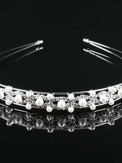 1PC Headbands Headband For Wedding Party Evening Birthday Drusy Imitation Pearl Rhinestone Alloy 1 2 3 for Women