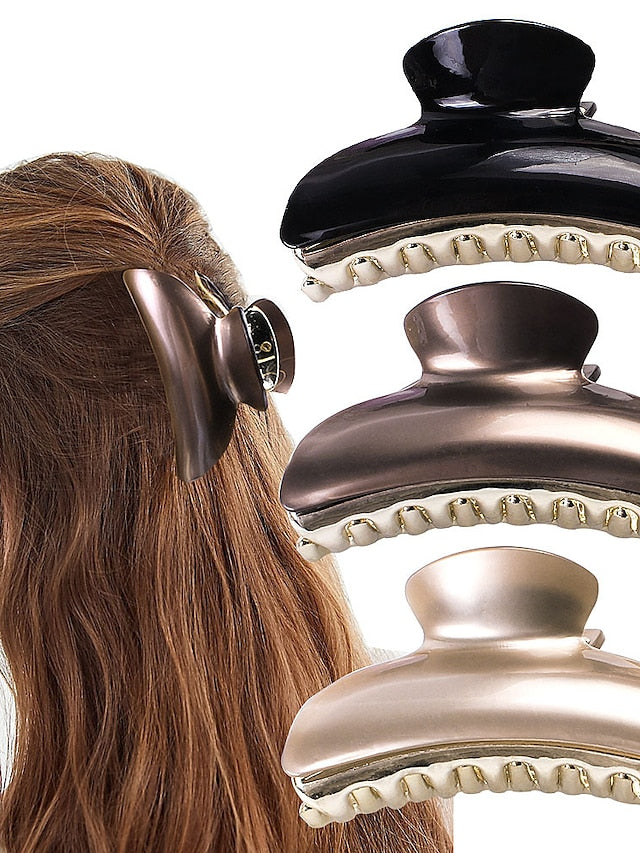 1pc Hair Claws Hair Clip For Street Gift Holiday Head Classic Plastic Alloy Black Champagne Brown for Women