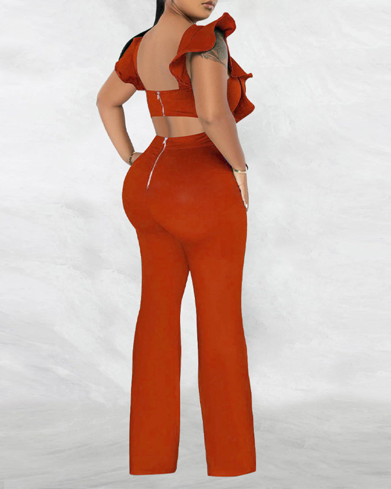 Ruffled Round Neck Jumpsuit