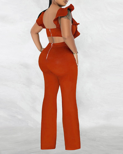 Ruffled Round Neck Jumpsuit