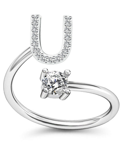 1PC Band Ring For Men's Crystal White Alloy Classic for Women