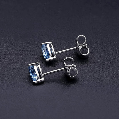 Pear Shaped Swiss Blue Topaz Halo Stud Earrings
