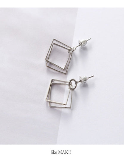 1 Pair Earrings For Girls' Imitation Diamond Alloy Earpendant Personality Matching Geometric Hollowed Out Square Earrings for Women