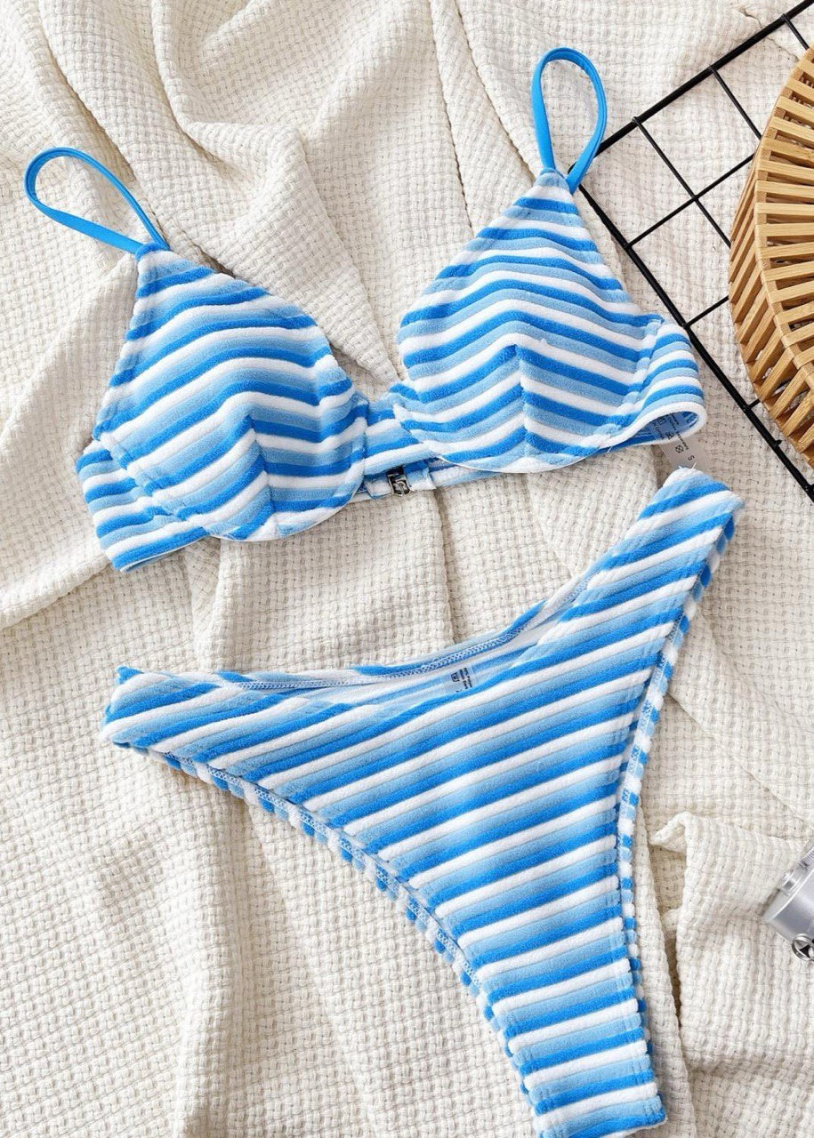 Capri Shores - Blue Velvet Stripe Bikini Set