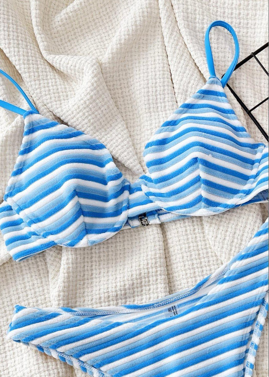 Capri Shores - Blue Velvet Stripe Bikini Set
