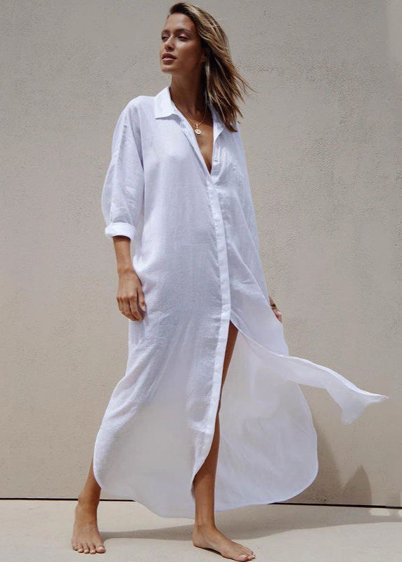 Coastal Drape Cotton Maxi Cover-Up