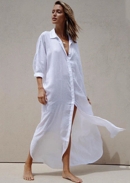 Coastal Drape Cotton Maxi Cover-Up
