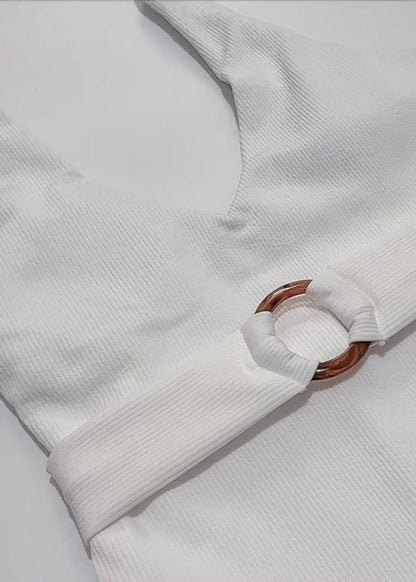 Carmela – Textured Belted One-Piece Swimsuit