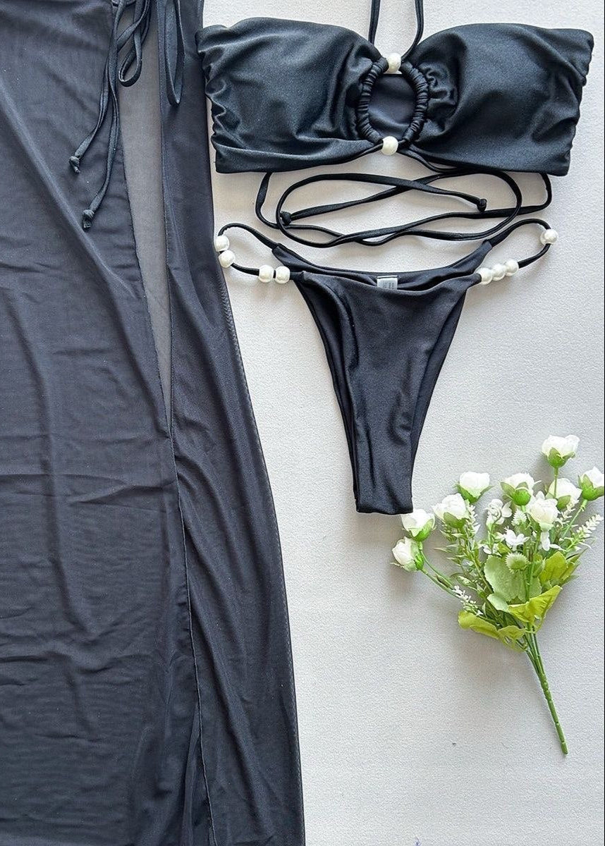 Cassis Pearl-Trim 3-Piece Swim Set