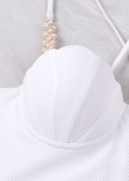 Del Mar High-Waisted Bikini Set with Pearl Strap Detail