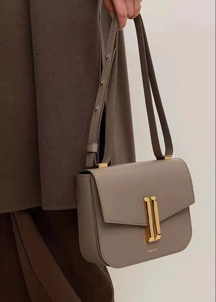 Noir Axis - Structured Black Leather Shoulder Bag