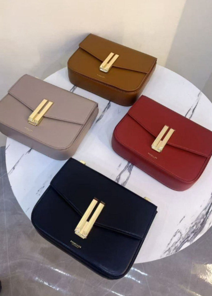 Noir Axis - Structured Black Leather Shoulder Bag