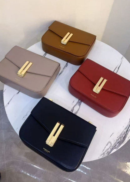 Noir Axis - Structured Black Leather Shoulder Bag